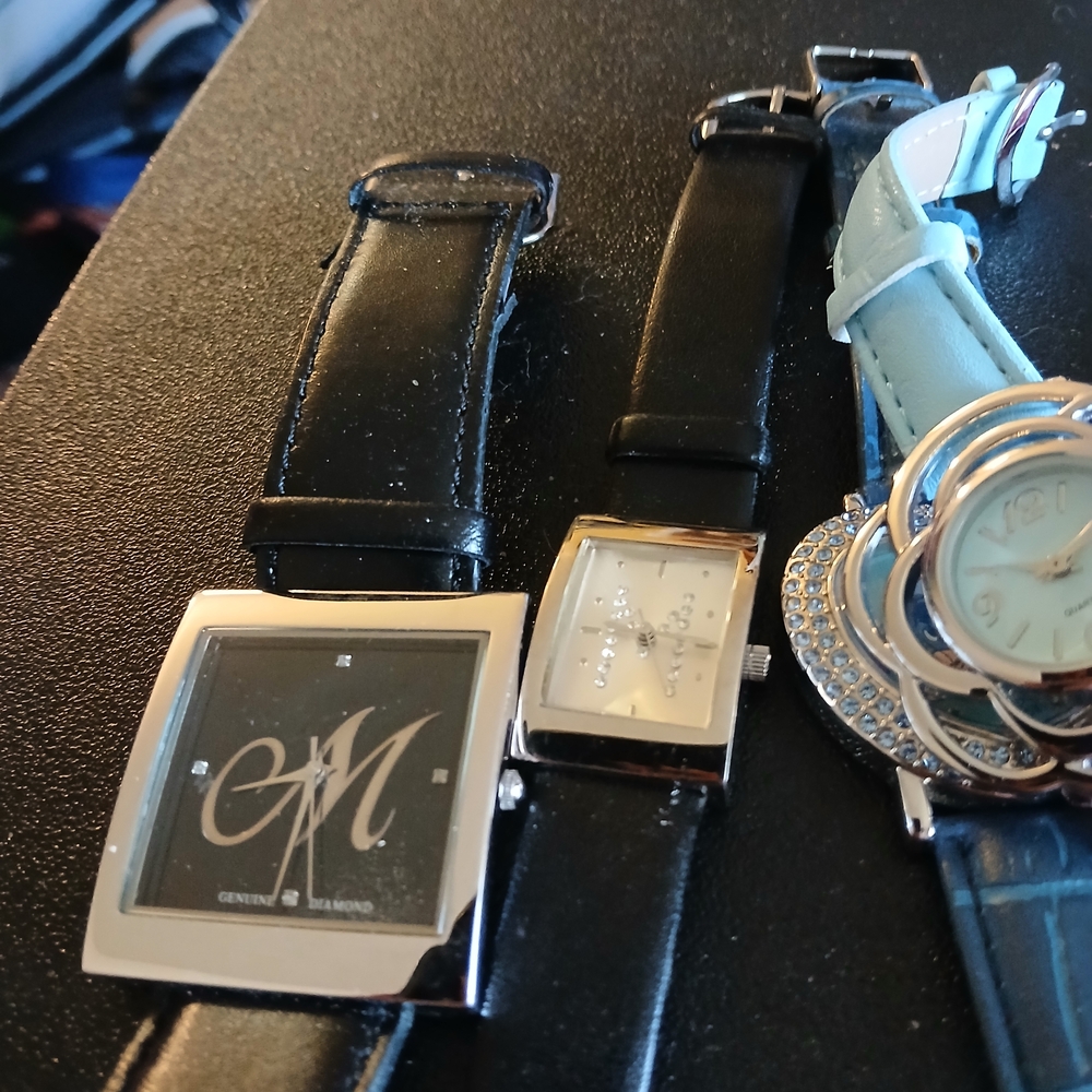 Black and Silver Watch with Square Face Plus 7 Other Watchez